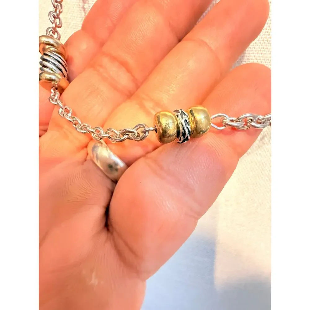 Vintage 34” Two Tone Station Bead Necklace